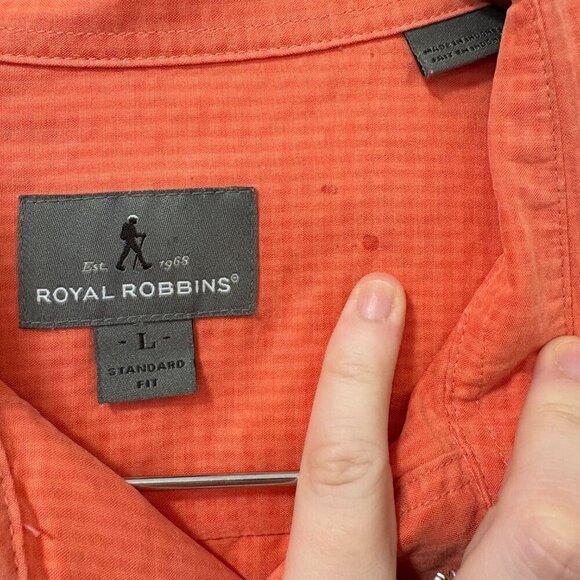 Royal Robbins button down shirt orange short sleeve size L Summer Casual - Picture 6 of 13